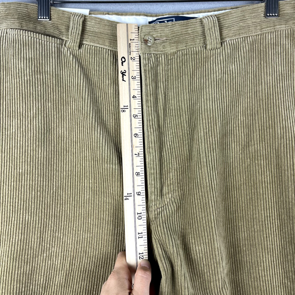 VTG Polo Ralph Lauren Corduroy Philip Pant Mens 35x32 Beige 90s Preppy NEW - Picture 6 of 13
